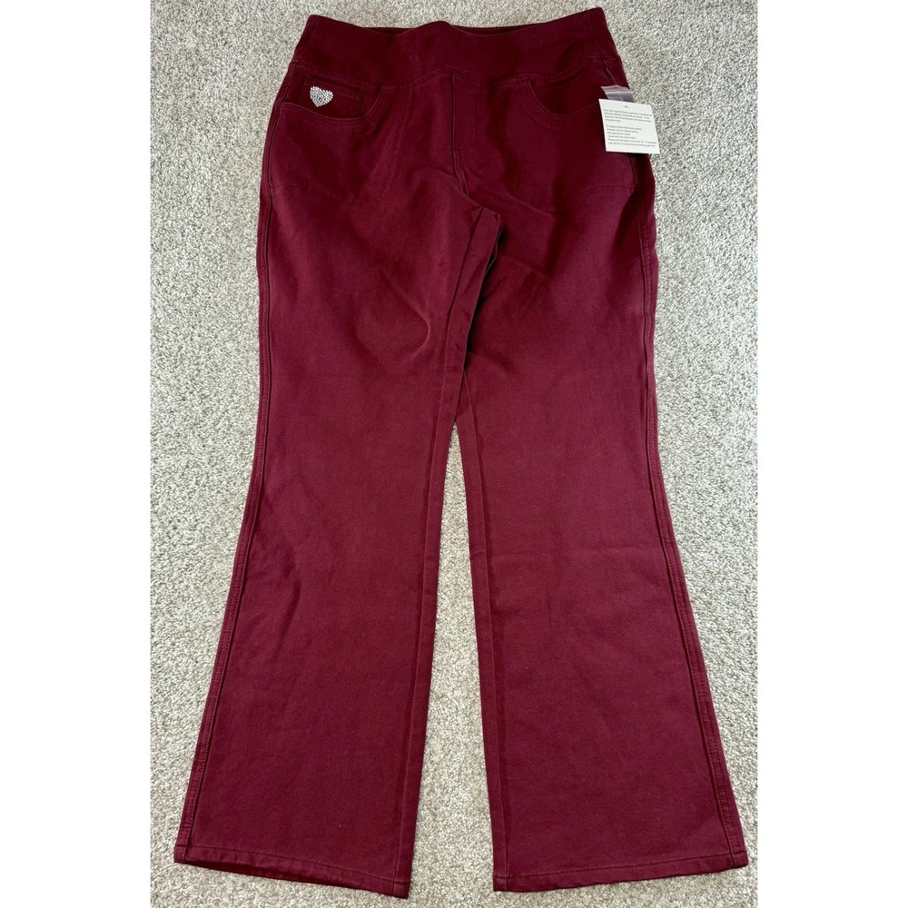 Dream Jeans By Quacker Factory Women's Size Medium Pull On Burgundy Stretch